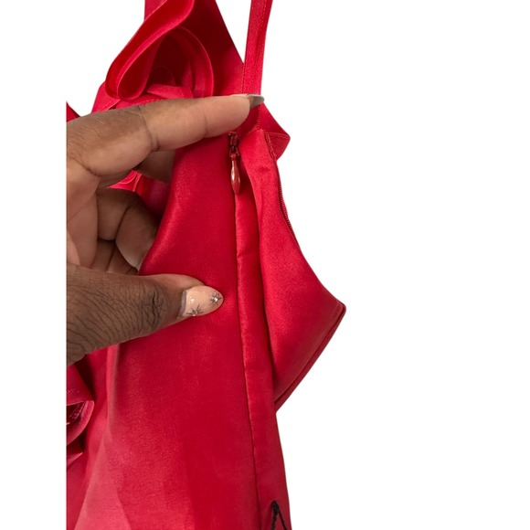 White House Black Market Halter Top Ruffle Front Silk Holiday Christmas Size 6 - Picture 6 of 11